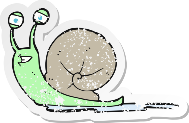 Bir insan tarafından çizilmiş bir salyangozun gerilmiş çıkartması.