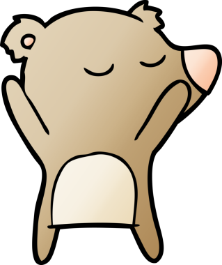 Bir insan tarafından çizilmiş mutlu çizgi film ayısı.