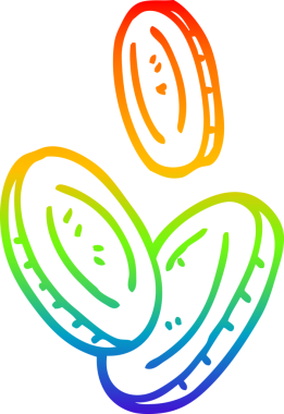 Bir insan tarafından çizilmiş altın sikkelerin çizgi çizimi