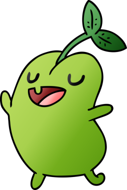 gradyan çizgi film çizimi kawaii sevimli filizlenen fasulye bir insan tarafından çizildi