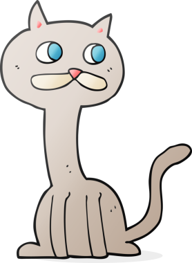 Bir insan tarafından çizilmiş serbest çizim çizgi film kedisi.