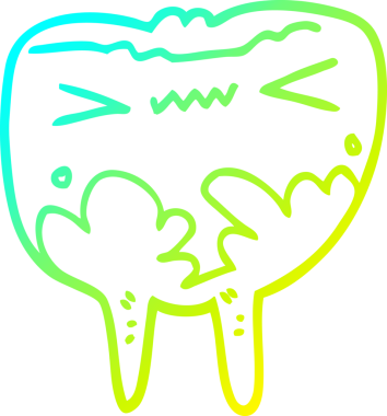 Bir insan tarafından çizilmiş kötü bir dişin soğuk eğik çizgisi.