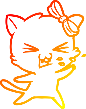 Bir insan tarafından çizilmiş çizgi film kedisinin sıcak çizgi çizimi