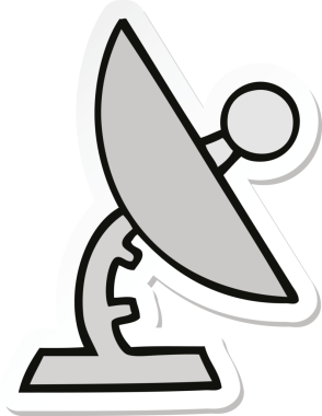 Bir insan tarafından çizilmiş şirin bir uydu çanağının çıkartması.