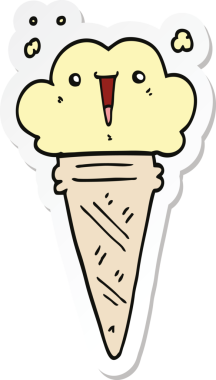 Bir insan tarafından çizilmiş karikatür dondurma etiketi.