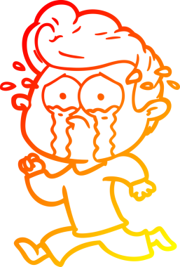 Bir insan tarafından çizilmiş, ağlayan bir adamın sıcak çizgi çizimi.