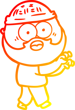 Bir insan tarafından çizilmiş sakallı bir adamın sıcak çizgi çizimi.