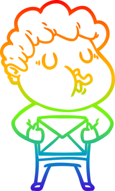 Gökkuşağı gradyan çizimi bir insan tarafından çizilmiş bir çizgi film karakteri.