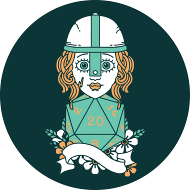 Bir insan tarafından çizilmiş 20 zarlı insan dövüşçüsü simgesi