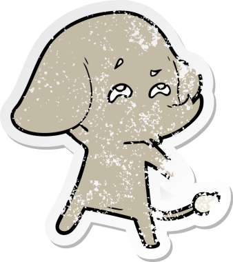 Bir insan tarafından çizilmiş karikatür filinin sıkıntılı çıkartması