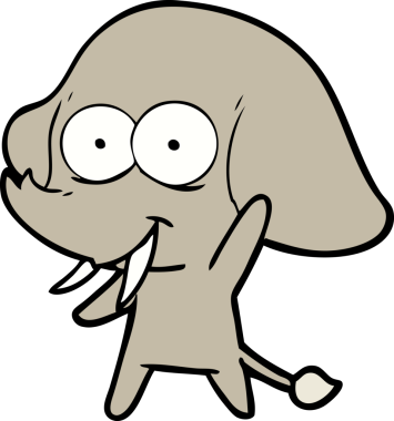 Bir insan tarafından çizilmiş mutlu bir fil.