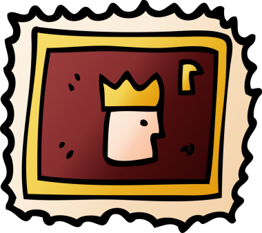 Bir insan tarafından çizilmiş bir karton pul.