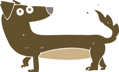 Bir insan tarafından çizilmiş bir köpeğin düz renk çizimi