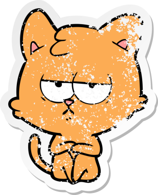 Bir insan tarafından çizilmiş sıkıntılı bir çizgi film kedisinin çıkartması.