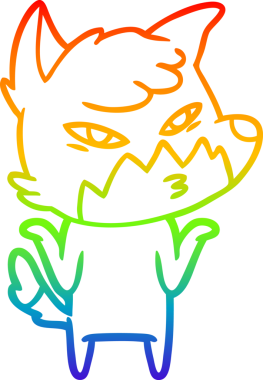 gökkuşağı gradyanı çizimi bir insan tarafından çizilmiş akıllı bir tilki çizgi filmi