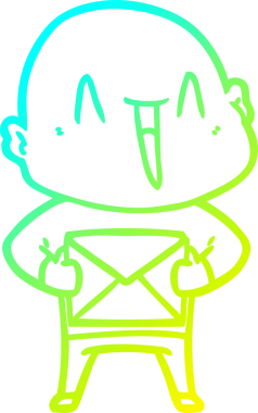 Bir insan tarafından çizilmiş, mutlu, kel bir adamın çizdiği soğuk çizgi.