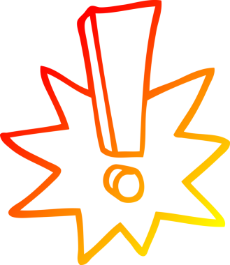 Bir insan tarafından çizilmiş bir çizgi film ünlem işaretinin sıcak çizgi çizimi