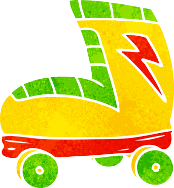 El çizimi retro çizgi film karalama paten çizimi bir insan tarafından çizilmiş.