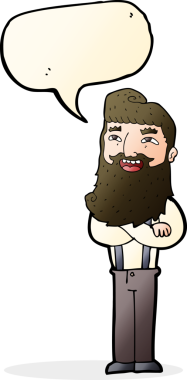 Bir insan tarafından çizilmiş sakallı mutlu bir çizgi film karakteri.