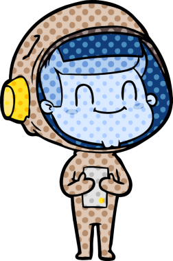 Bir insan tarafından çizilmiş mutlu astronot.