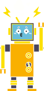 Bir insan tarafından çizilmiş arızalı bir robotun düz renk retro karikatürü