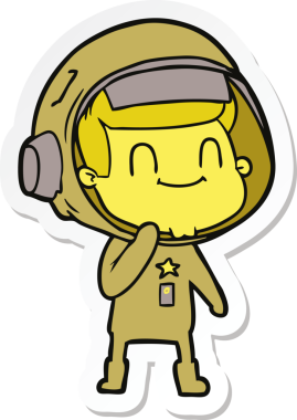 Bir insan tarafından çizilmiş mutlu bir astronotun çıkartması.