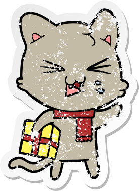 Bir insan tarafından çizilmiş bir karikatür tıslayan kedinin sıkıntılı çıkartması.