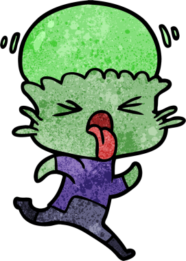 Bir insan tarafından çizilmiş garip bir uzaylı çizgi filmi.