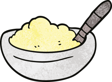 Bir insan tarafından çizilmiş patates püresi karalama kasesi.