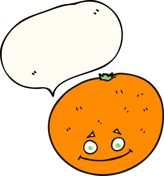 Bir insan tarafından çizilmiş serbest konuşma balonu portakalı.