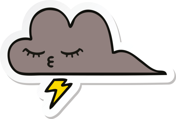 Bir insan tarafından çizilmiş şirin bir fırtına bulutunun çıkartması.