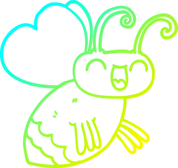 Bir insan tarafından çizilmiş bir çizgi film böceğinin soğuk gradyan çizimi