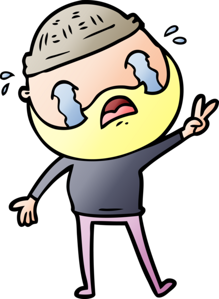 Çizgi film sakallı adam bir insan tarafından çizilmiş ağlıyor.