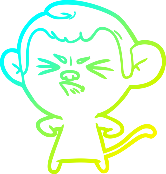 Bir insan tarafından çizilmiş kızgın bir maymunun soğuk çizgi çizimi.