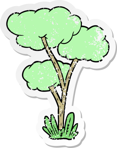 Bir insan tarafından çizilmiş karikatür ağacının sıkıntılı çıkartması.