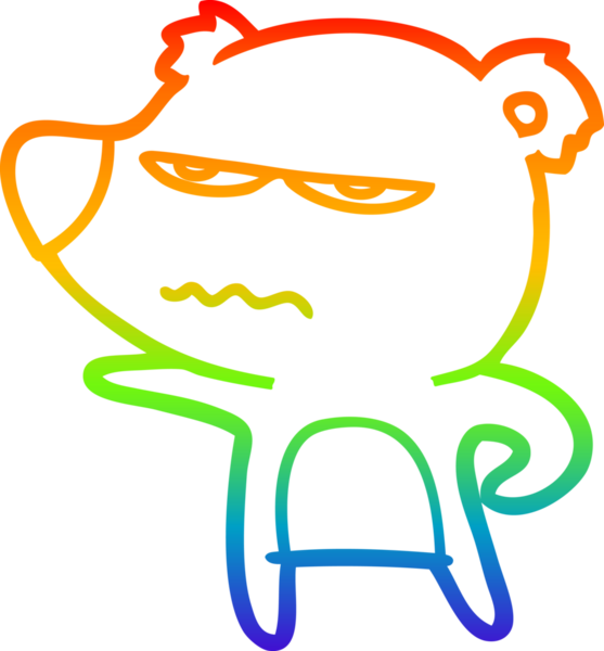 Sinirli bir ayı karikatürünü çizen gökkuşağı gradyanı insan tarafından çizilmiş.