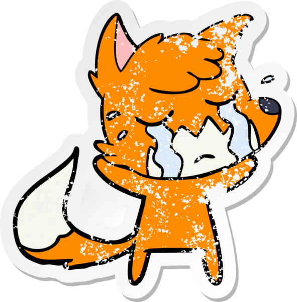 Bir insan tarafından çizilmiş ağlayan tilki çizgi filminin sıkıntılı çıkartması.