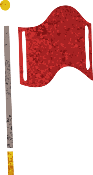 Bir insan tarafından çizilmiş kırmızı bayrağın retro çizim tarzı karikatürü