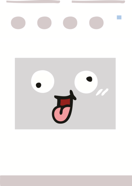 Bir insan tarafından çizilmiş mutfak fırınının düz renkli retro karikatürü