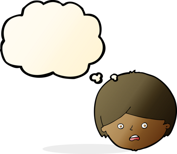 Bir insan tarafından çizilmiş düşünce baloncuğu olan mutsuz bir çocuk.