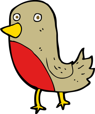 Bir insan tarafından çizilmiş robin çizgi filmi.