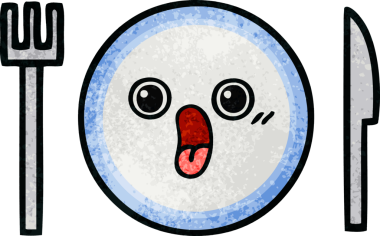 Bir insan tarafından çizilmiş yemek tabağının retro grunge deseni.