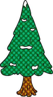 El çizimi karikatür tek karla kaplı ağaç bir insan tarafından çizilmiş.