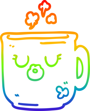 Bir insan tarafından çizilmiş sıcak kahve fincanının çizimi.