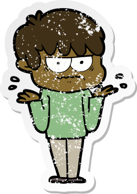 Bir insan tarafından çizilmiş kızgın bir çizgi film çocuğunun sıkıntılı çıkartması.