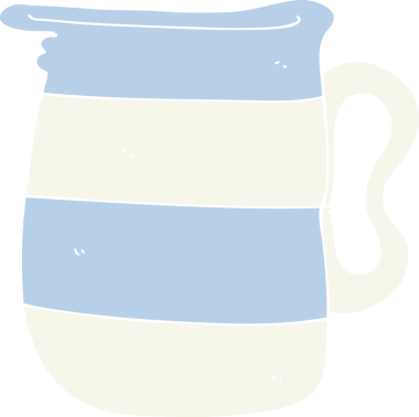 Bir insan tarafından çizilmiş süt sürahisinin düz renk çizimi