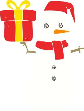 Bir insan tarafından çizilmiş düz renkli kardan adam çizimi