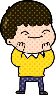 Bir insan tarafından çizilmiş mutlu çocuk çizgi filmi.