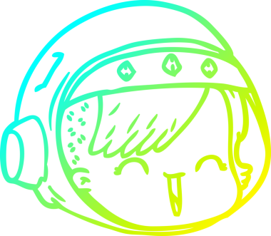 Bir insan tarafından çizilmiş mutlu astronot suratının soğuk çizgi çizimi.