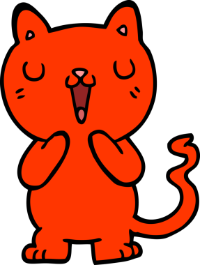 Bir insan tarafından çizilmiş çizgi film kedisi.